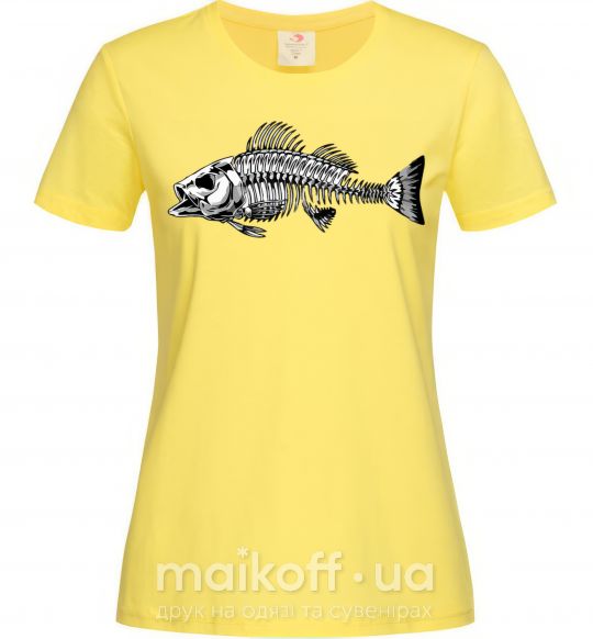Женская футболка Рыбий скелет Лимонный фото