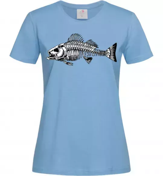Жіноча футболка Cкелет риби Блакитний фото