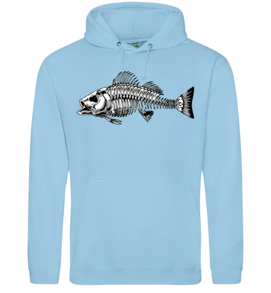 Мужская толстовка (худи) Cкелет риби Голубой фото
