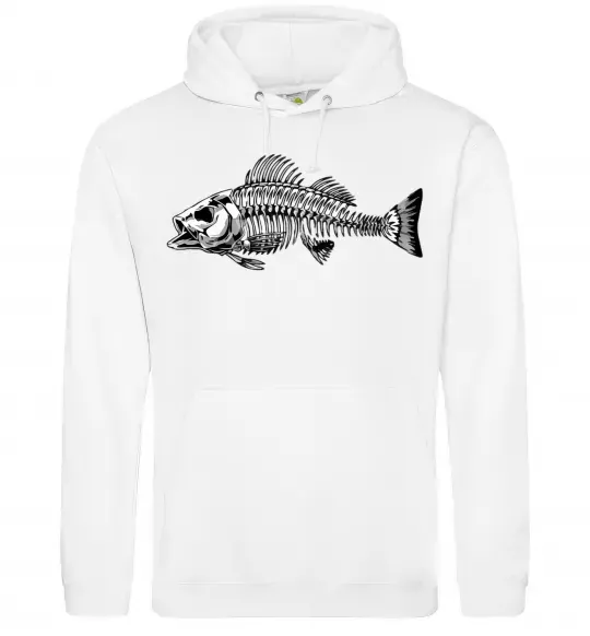 Женская толстовка (худи) Cкелет риби Белый фото