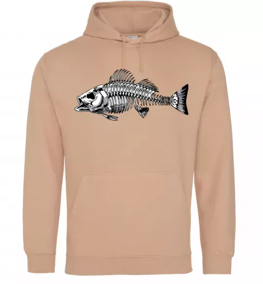 Женская толстовка (худи) Cкелет риби Песочный фото