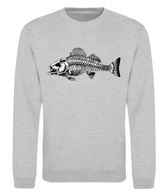 Світшот Cкелет риби Сірий меланж фото