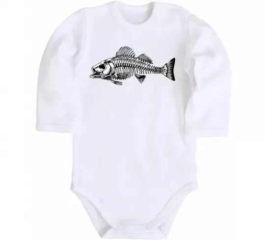 Дитячий бодік Cкелет риби Білий фото