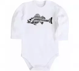 Детский боди Cкелет риби Белый фото