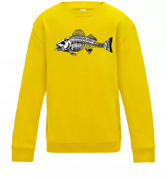 Детский Свитшот Cкелет риби Солнечно желтый фото