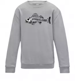 Детский Свитшот Cкелет риби Серый меланж фото