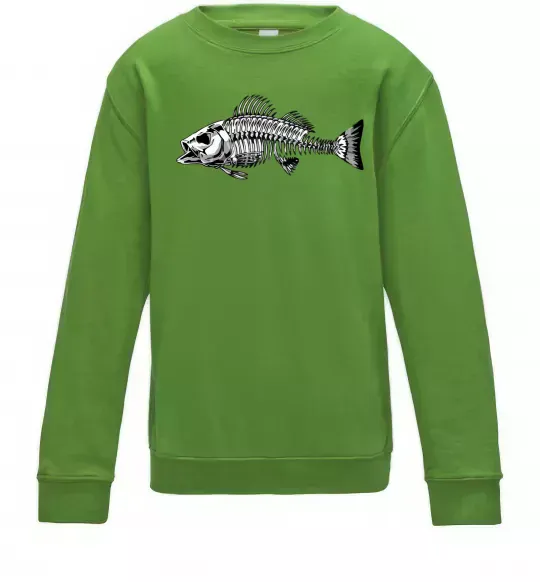 Детский Свитшот Cкелет риби Лаймовый фото
