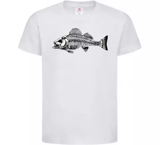 Детская футболка Cкелет риби Белый фото