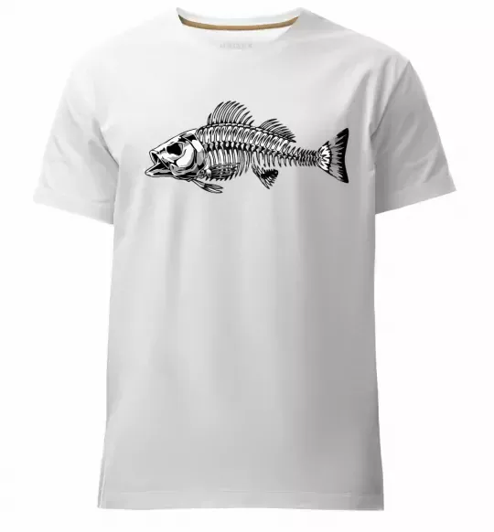 Мужская премиум футболка Cкелет риби Белый фото