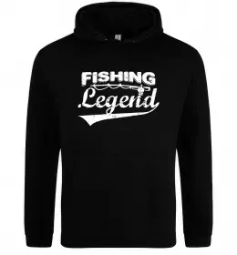 Чоловіча толстовка (худі) Fishing legend Чорний фото
