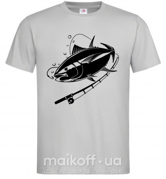 Мужская футболка Рыба на крючке Серый фото