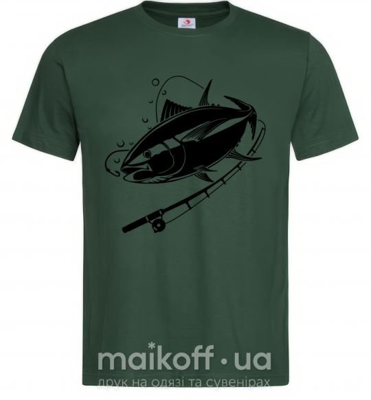 Мужская футболка Рыба на крючке Темно-зеленый фото