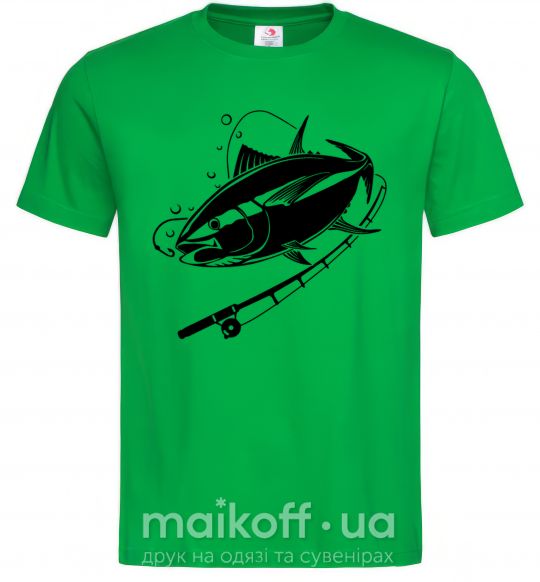 Мужская футболка Рыба на крючке Зеленый фото
