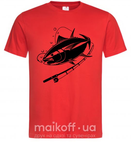 Мужская футболка Рыба на крючке Красный фото