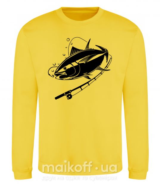 Світшот Рыба на крючке Сонячно жовтий фото