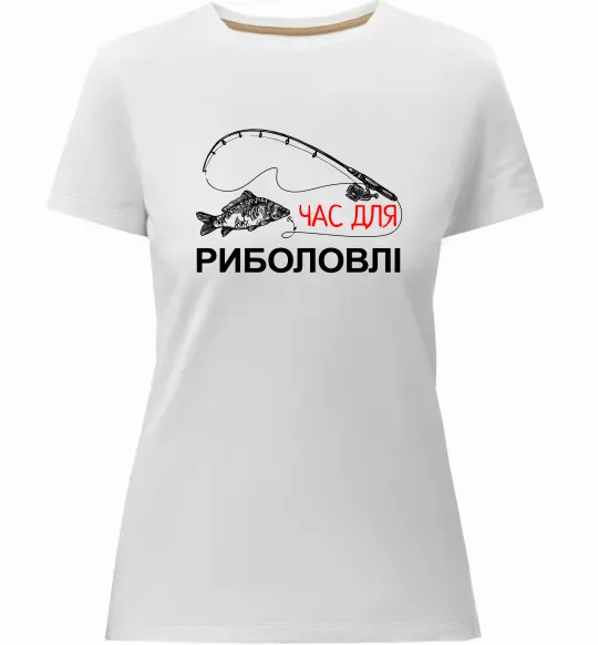 Жіноча преміум футболка Час для риболовлі Білий фото