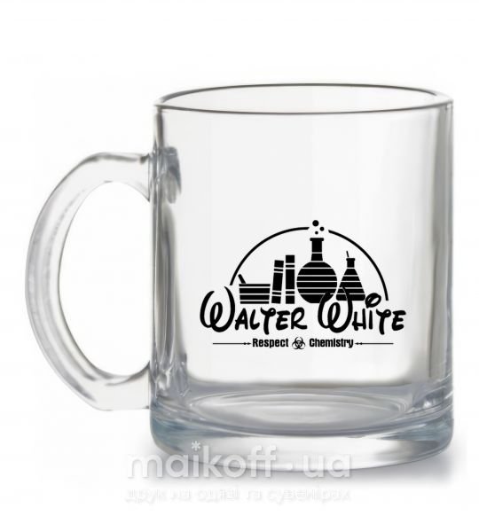 Чашка скляна Walter White respect Chemistry Прозорий фото