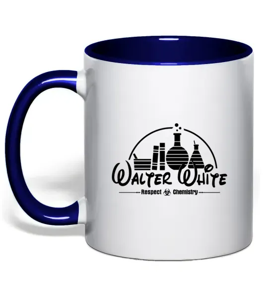 Чашка з кольоровою ручкою Walter White respect Chemistry Глибокий темно-синій фото