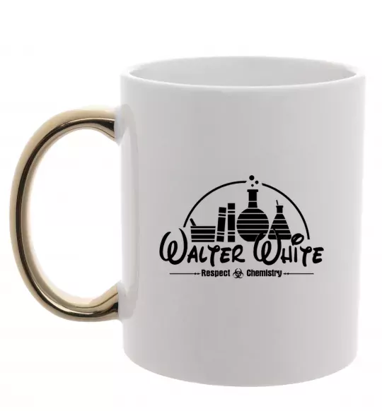 Чашка з кольоровою ручкою Walter White respect Chemistry Золото фото
