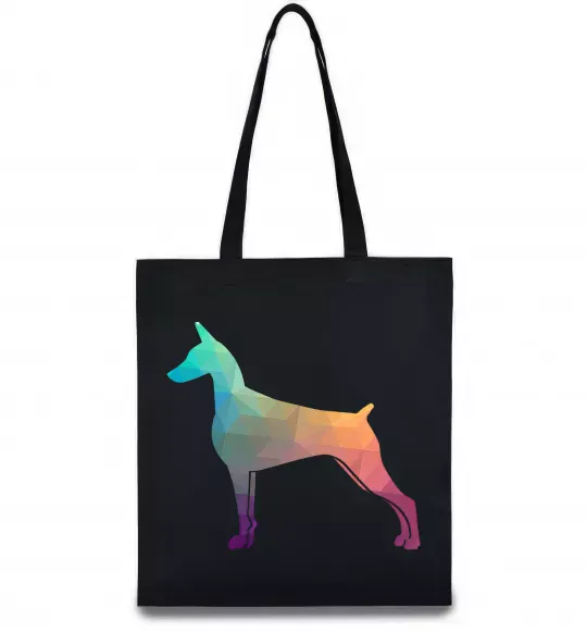 Еко-сумка Кольоровий доберман Чорний фото