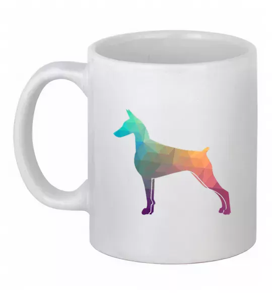 Чашка керамическая Кольоровий доберман Белый фото