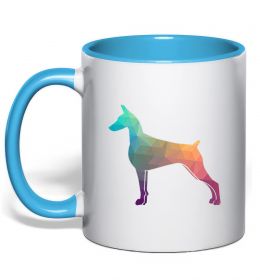 Чашка з кольоровою ручкою Кольоровий доберман