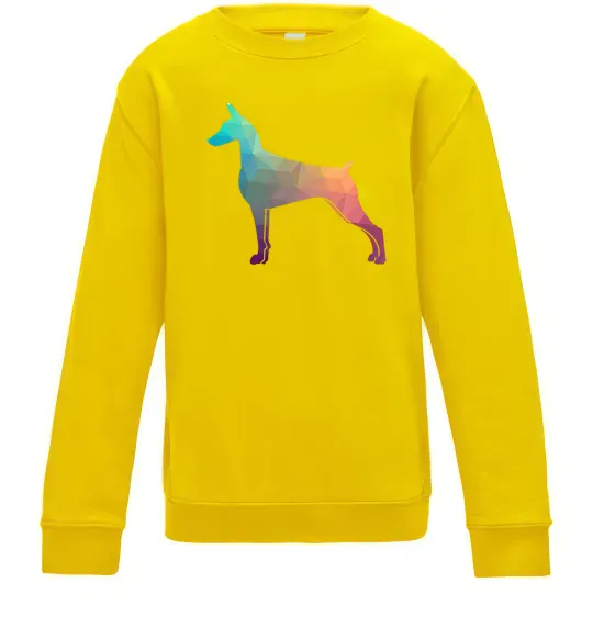 Детский Свитшот Кольоровий доберман Солнечно желтый фото