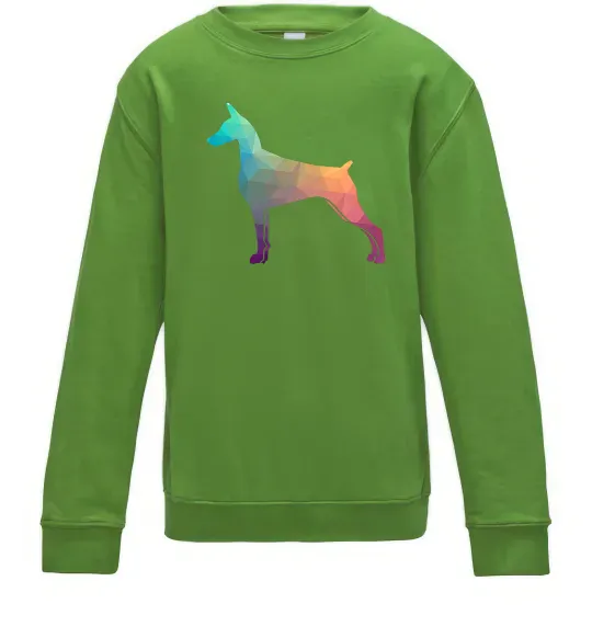 Детский Свитшот Кольоровий доберман Лаймовый фото