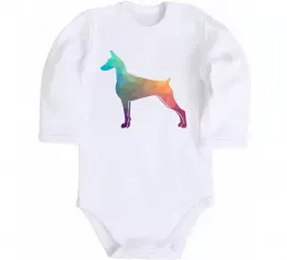 Детский боди Кольоровий доберман Белый фото