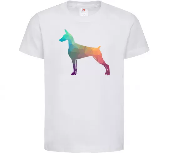 Детская футболка Кольоровий доберман Белый фото