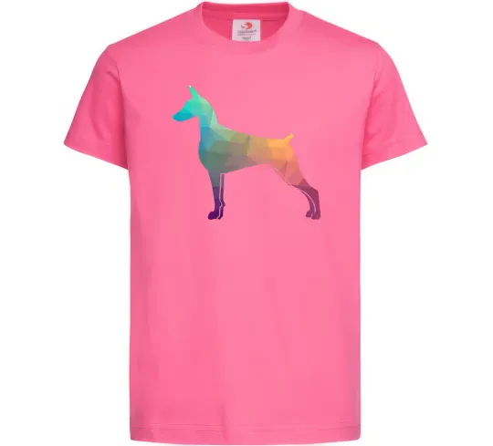 Детская футболка Кольоровий доберман Ярко-розовый фото