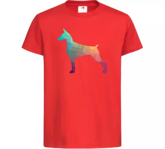 Детская футболка Кольоровий доберман Красный фото