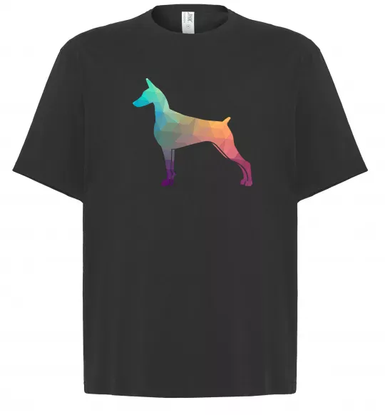 Футболка Оверсайз Кольоровий доберман Черный фото