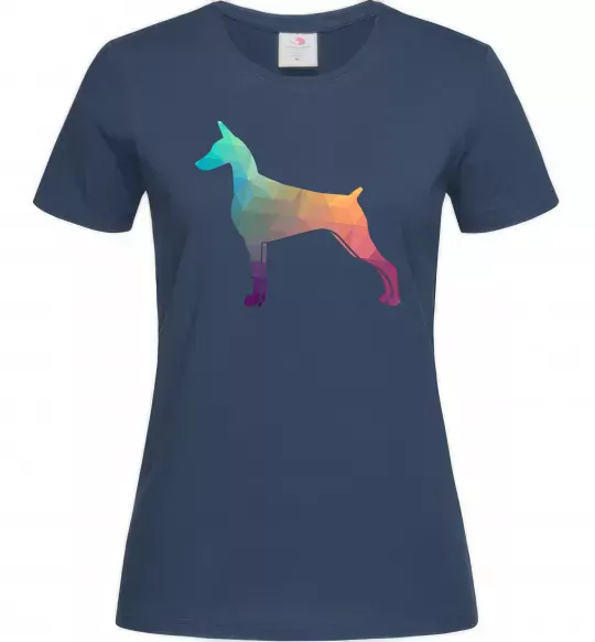 Женская футболка Кольоровий доберман Темно-синий фото