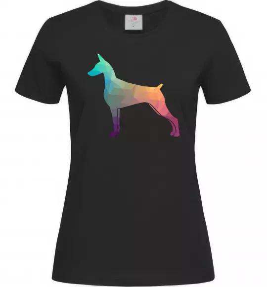 Женская футболка Кольоровий доберман Черный фото