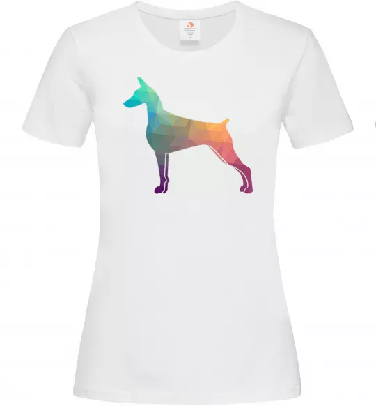 Женская футболка Кольоровий доберман Белый фото