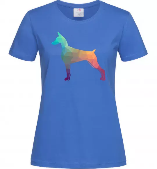 Женская футболка Кольоровий доберман Ярко-синий фото