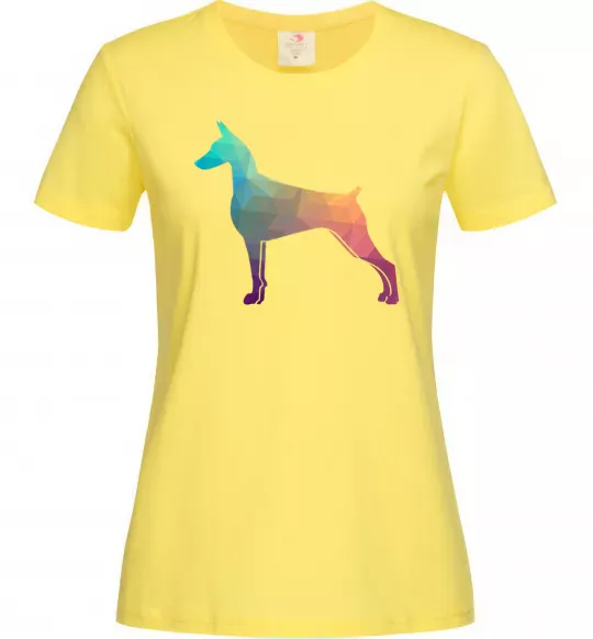 Женская футболка Кольоровий доберман Лимонный фото