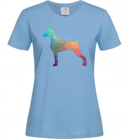 Женская футболка Кольоровий доберман Голубой фото