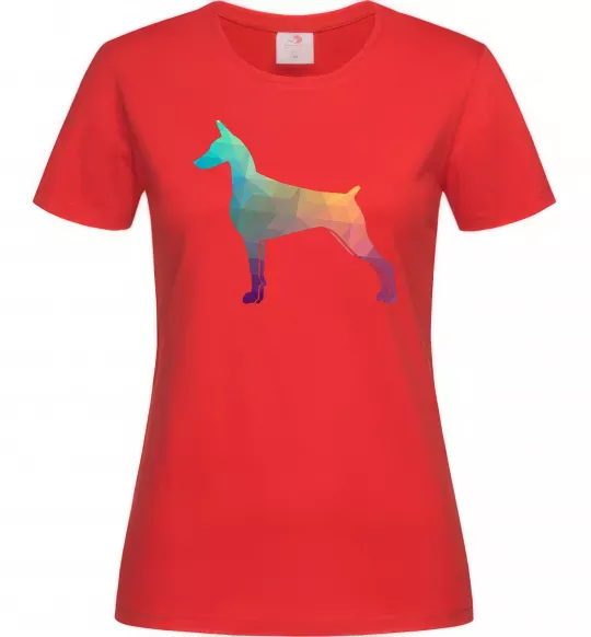 Женская футболка Кольоровий доберман Красный фото