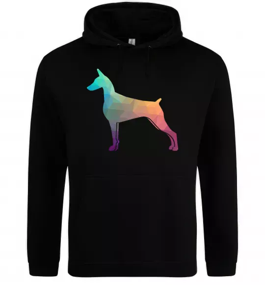 Чоловіча толстовка (худі) Кольоровий доберман Чорний фото