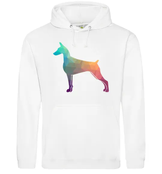 Чоловіча толстовка (худі) Кольоровий доберман Білий фото