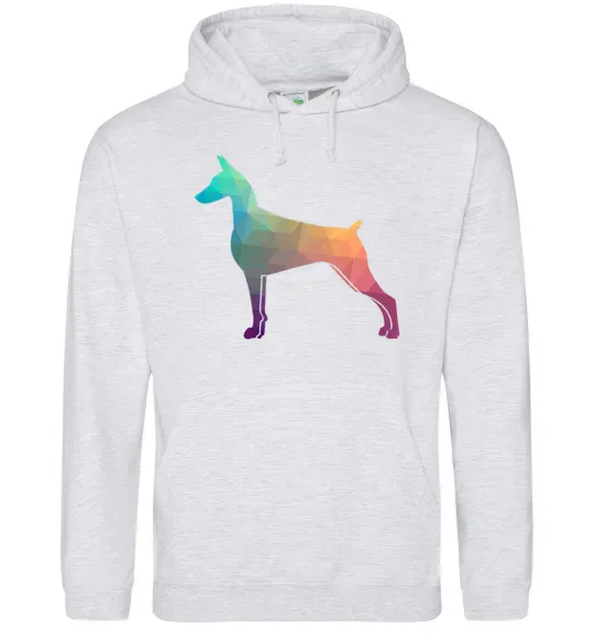 Чоловіча толстовка (худі) Кольоровий доберман Сірий меланж фото