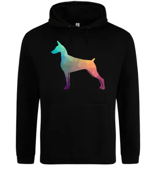 Жіноча толстовка (худі) Кольоровий доберман Чорний фото