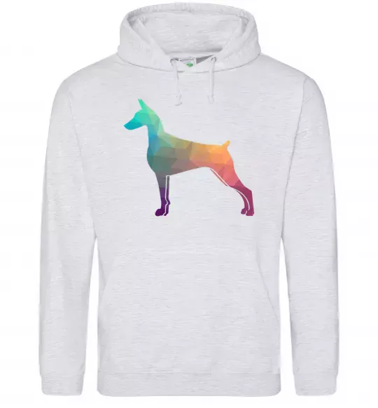 Жіноча толстовка (худі) Кольоровий доберман Сірий меланж фото