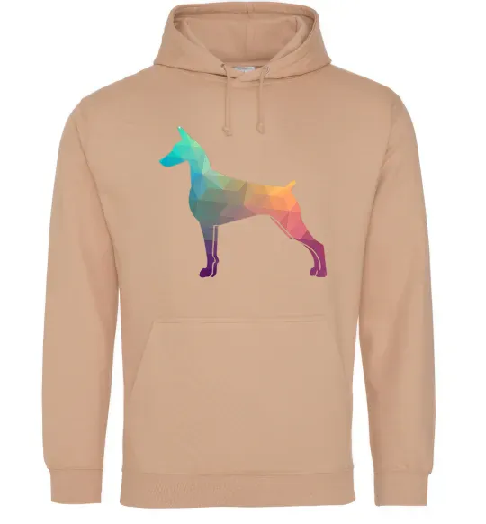 Жіноча толстовка (худі) Кольоровий доберман Пісочний фото