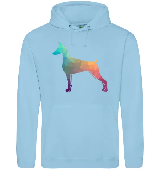 Жіноча толстовка (худі) Кольоровий доберман Блакитний фото