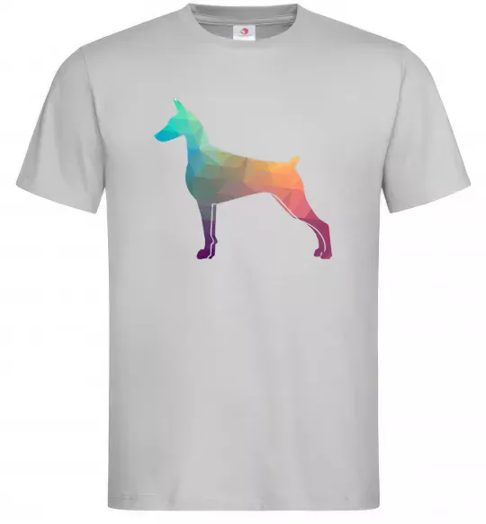 Мужская футболка Кольоровий доберман Серый фото