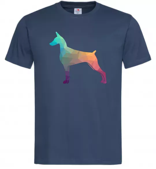 Мужская футболка Кольоровий доберман Темно-синий фото