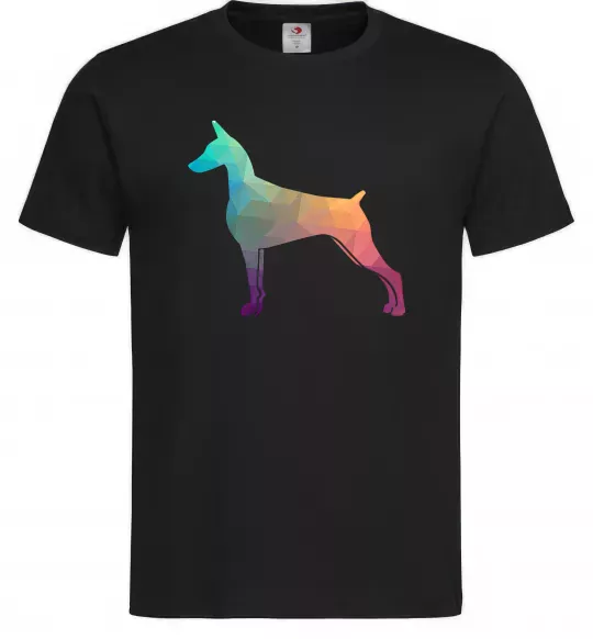 Мужская футболка Кольоровий доберман Черный фото